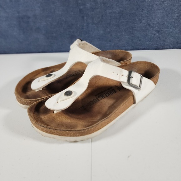 Birkenstock Gizeh Women's Sandals US 7.5 White Pearl Antique Lace Birko-Flor - Picture 3 of 13